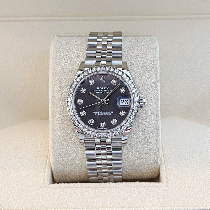 Rolex Datejust31 31mm Steel/WG Dark Grey Dial Diamond Markers 2024 Ref m278384rbr-0010 (#736)