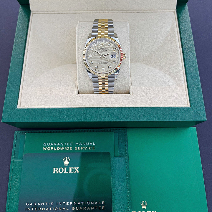 Rolex Datejust36 36mm Steel/YG Champagne Motif Dial Diamond Markers 2023 Ref m126233-0043 (#345)