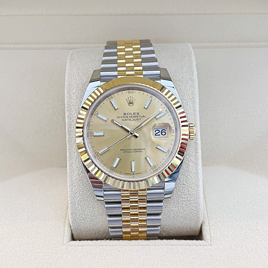 Rolex Datejust41 41mm Steel/YG Champagne Dial Stick Markers 2023 Ref m126333-0010 (#305)