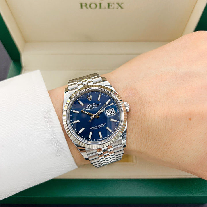 Rolex Datejust36 36mm Steel/WG Blue Dial Stick Markers 2024 Ref m126234-0017 (#880)