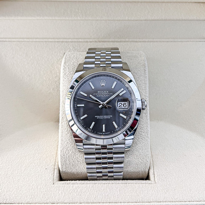 Rolex Datejust41 41mm Steel Slate Dial Stick Markers 2024 Ref m126300-0008 (#810)