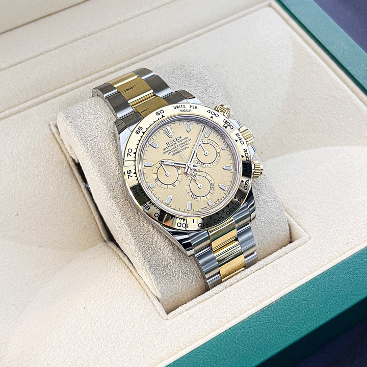 Rolex Daytona 40mm Steel/YG Champagne Dial Stick Markers 2023 Ref m116503-0003 (#656)