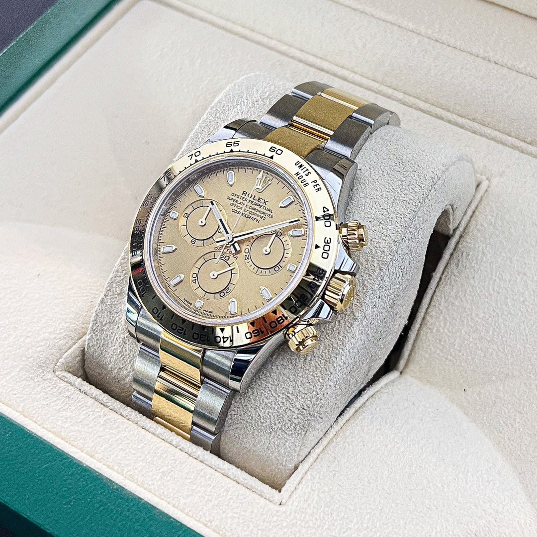 Rolex Daytona 40mm Steel/YG Champagne Dial Stick Markers 2023 Ref m116503-0003 (#656)