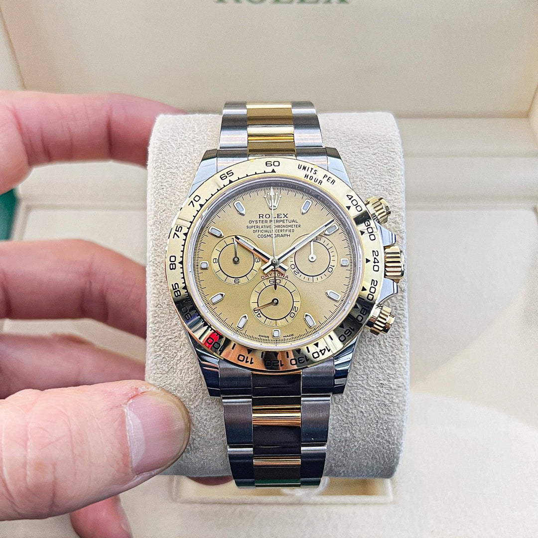 Rolex Daytona 40mm Steel/YG Champagne Dial Stick Markers 2023 Ref m116503-0003 (#656)