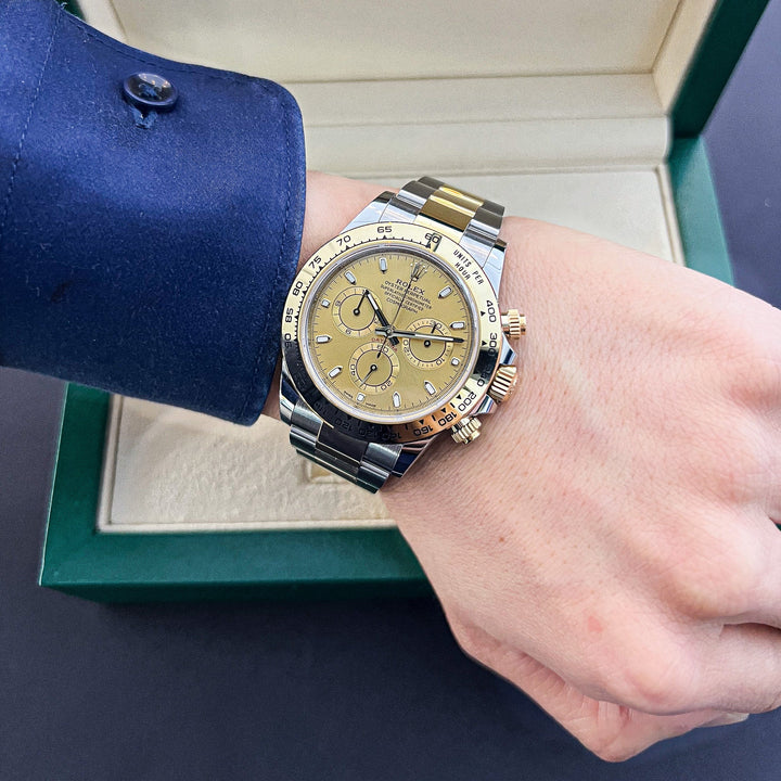 Rolex Daytona 40mm Steel/YG Champagne Dial Stick Markers 2023 Ref m116503-0003 (#656)