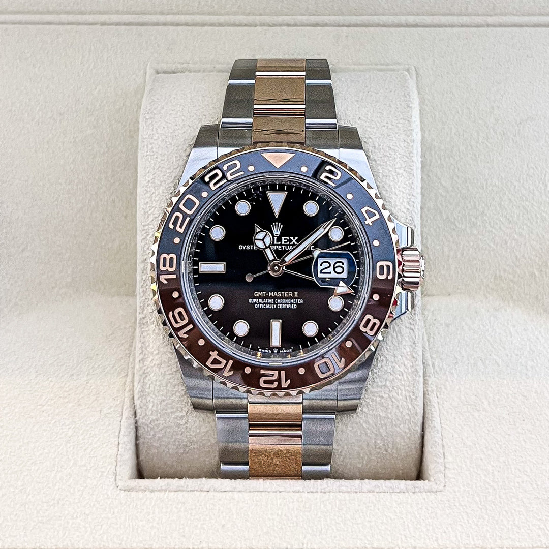 Rolex GMT-Master II 40mm 'Root Beer' Steel/RG Black Dial Button Markers 2024 Ref m126711chnr-0002 (#835)