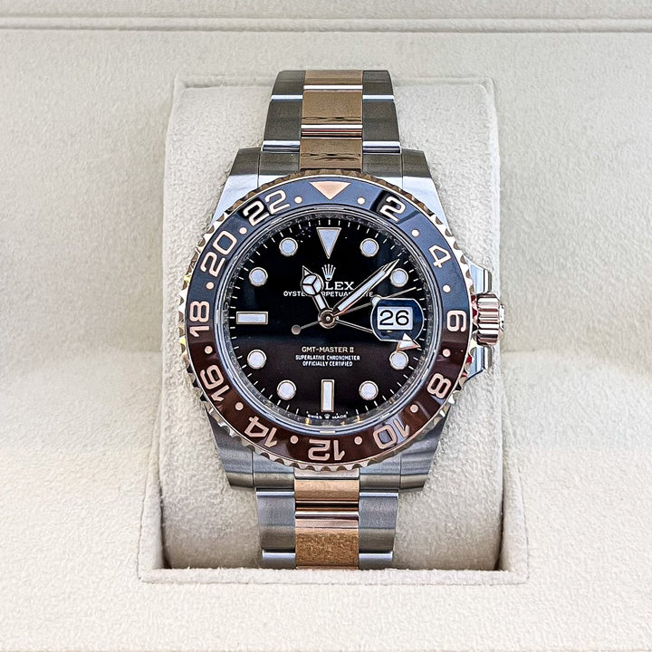 Rolex GMT-Master II 40mm 'Root Beer' Steel/RG Black Dial Button Markers 2024 Ref m126711chnr-0002 (#835)