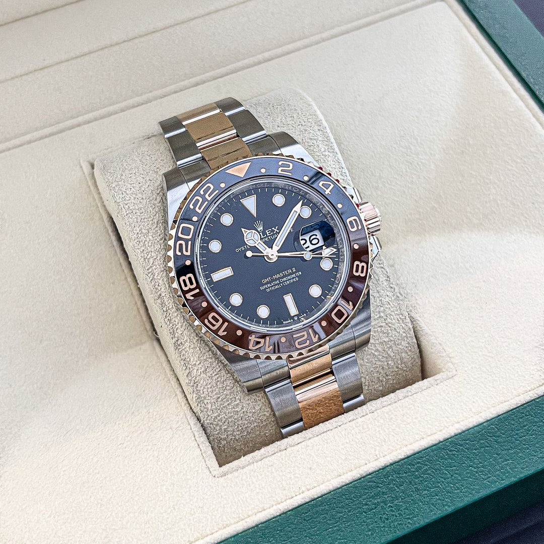 Rolex GMT-Master II 40mm 'Root Beer' Steel/RG Black Dial Button Markers 2024 Ref m126711chnr-0002 (#834)