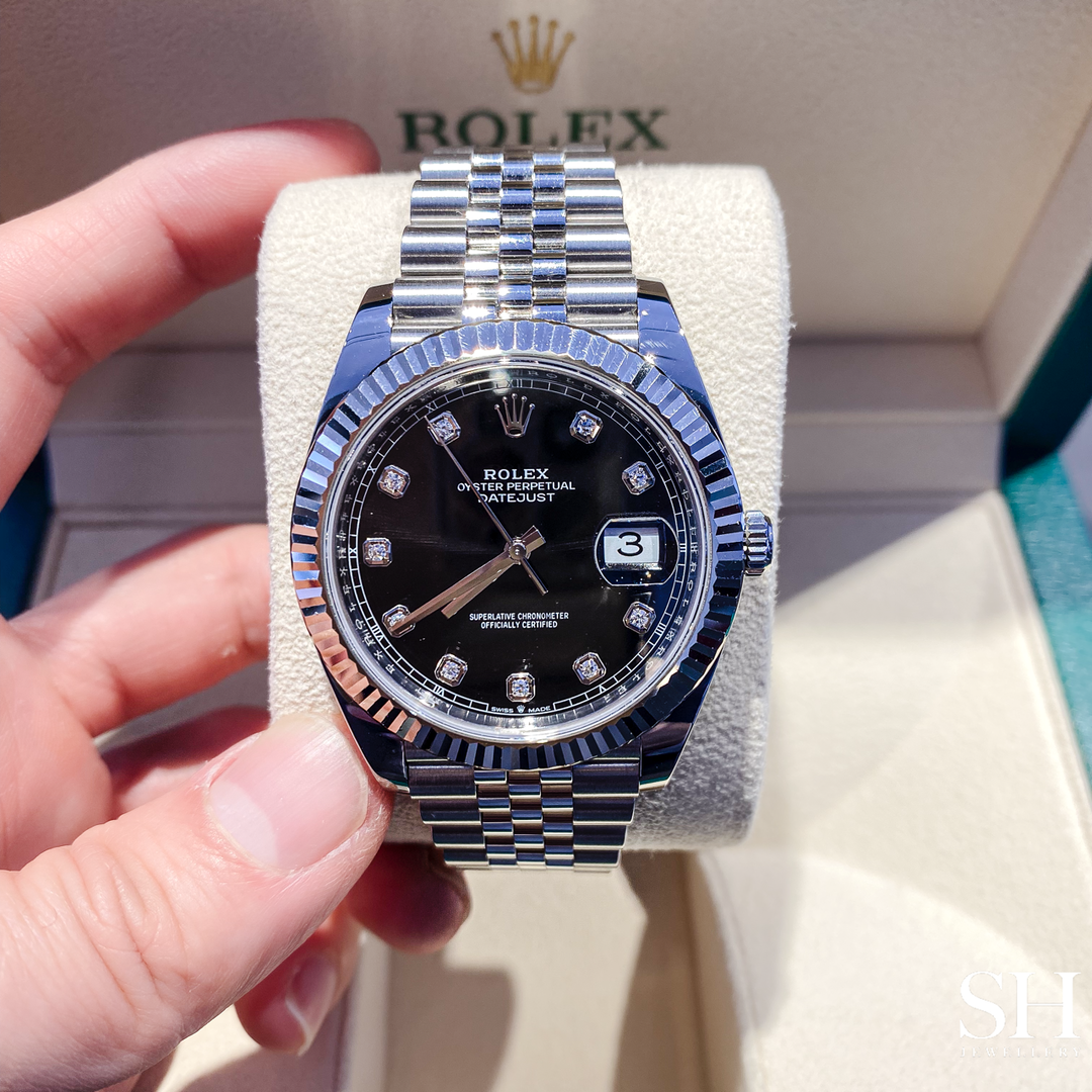 Rolex Datejust41 41mm Steel/WG Black Dial Diamond Markers 2025 Ref m126334-0012 (#917)