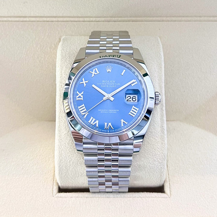 Rolex Datejust41 41mm Steel Azzurro Blue Dial Numeral Markers 2024 Ref m126300-0018 (#865)