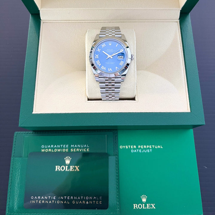 Rolex Datejust41 41mm Steel Azzurro Blue Dial Numeral Markers 2024 Ref m126300-0018 (#817)