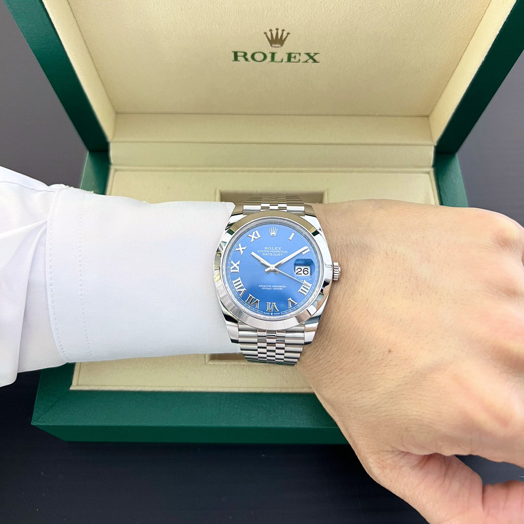 Rolex Datejust41 41mm Steel Azzurro Blue Dial Numeral Markers 2024 Ref m126300-0018 (#817)