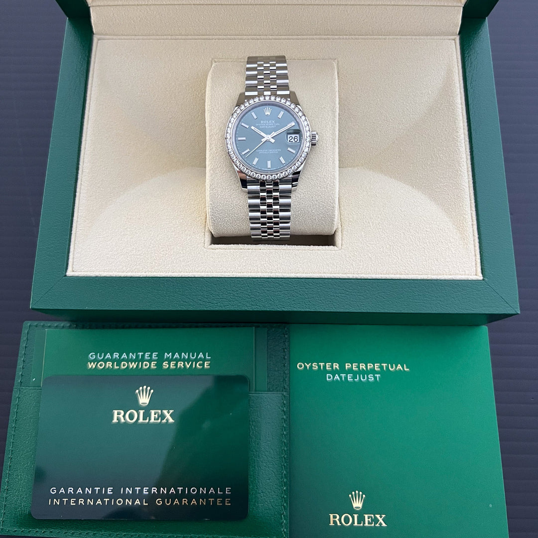 Rolex Datejust31 31mm Steel/WG Mint Green Dial Stick Markers 2024 Ref m278384rbr-0022 (#813)