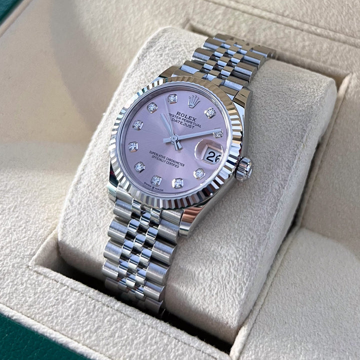 Rolex Datejust31 31mm Steel/WG Pink Dial Diamond Markers 2024 Ref m278274-0032 (#782)