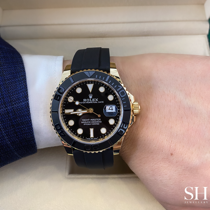 Rolex Yacht-Master 42mm YG/Oysterflex Black Dial Button Markers 2023 Ref m226658-0001 (#356)