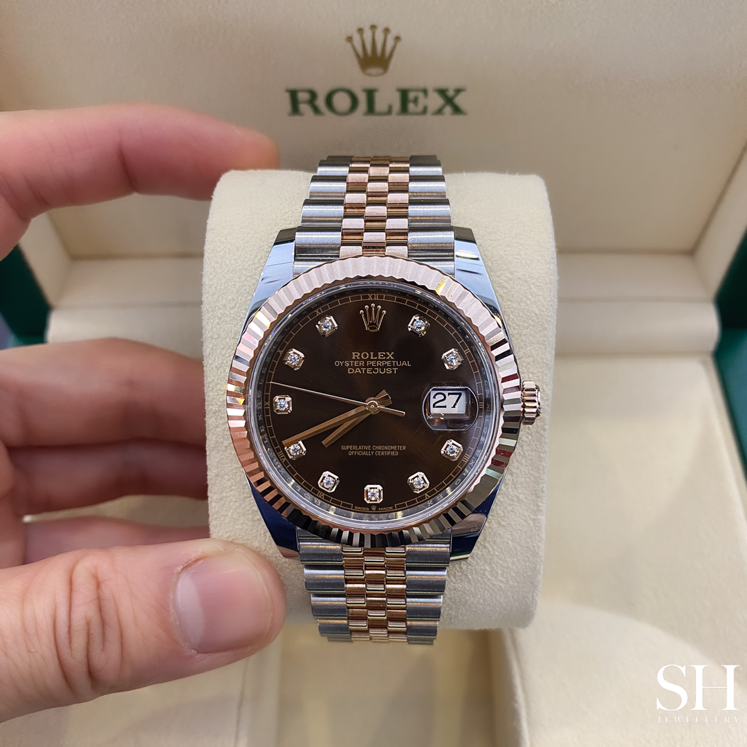 Rolex Datejust41 41mm Steel/RG Chocolate Dial Diamond Markers 2023 Ref m126331-0004 (#354)