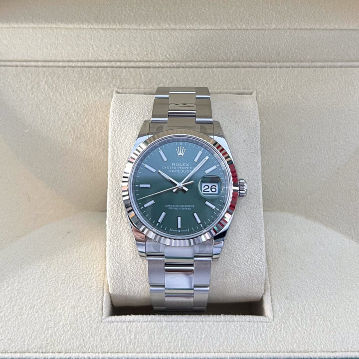 Rolex Datejust36 36mm Steel/WG Green Dial Stick Markers 2025 Ref m126234-0052 (#856)