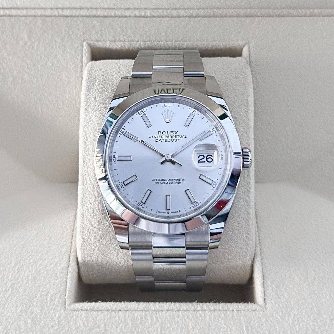 Rolex Datejust41 41mm Steel Silver Dial Stick Markers 2025 Ref m126300-0003 (#876)