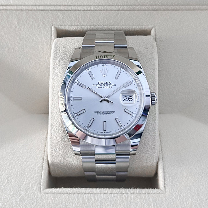 Rolex Datejust41 41mm Steel Silver Dial Stick Markers 2025 Ref m126300-0003 (#876)