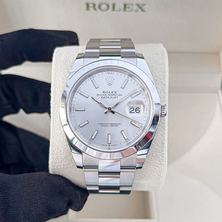 Rolex Datejust41 41mm Steel Silver Dial Stick Markers 2025 Ref m126300-0003 (#876)
