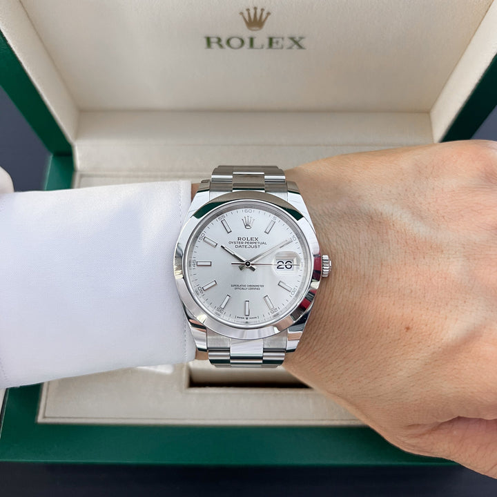 Rolex Datejust41 41mm Steel Silver Dial Stick Markers 2025 Ref m126300-0003 (#876)