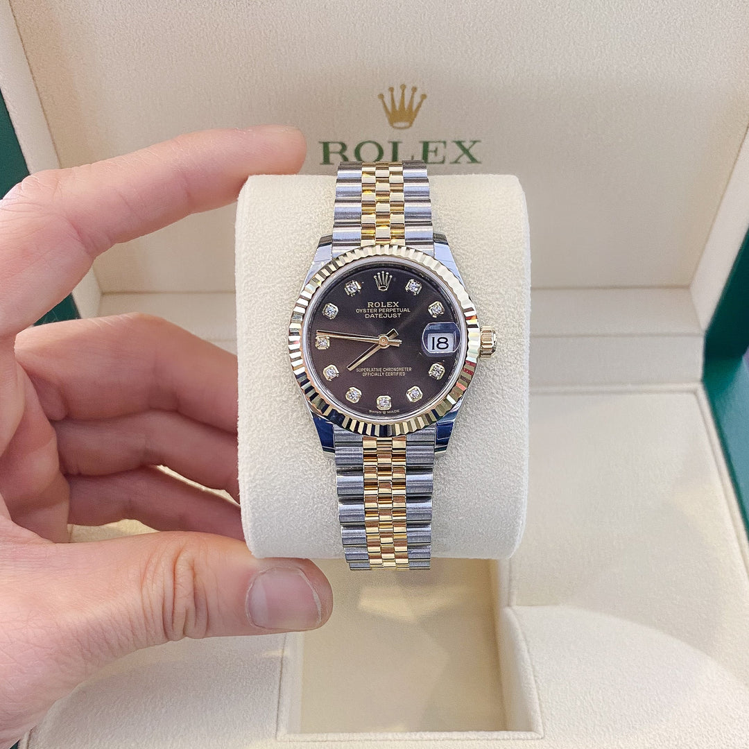 Rolex Datejust31 31mm Steel/YG Dark Grey Dial Diamond Markers 2023 Ref m278273-0022 (#366)