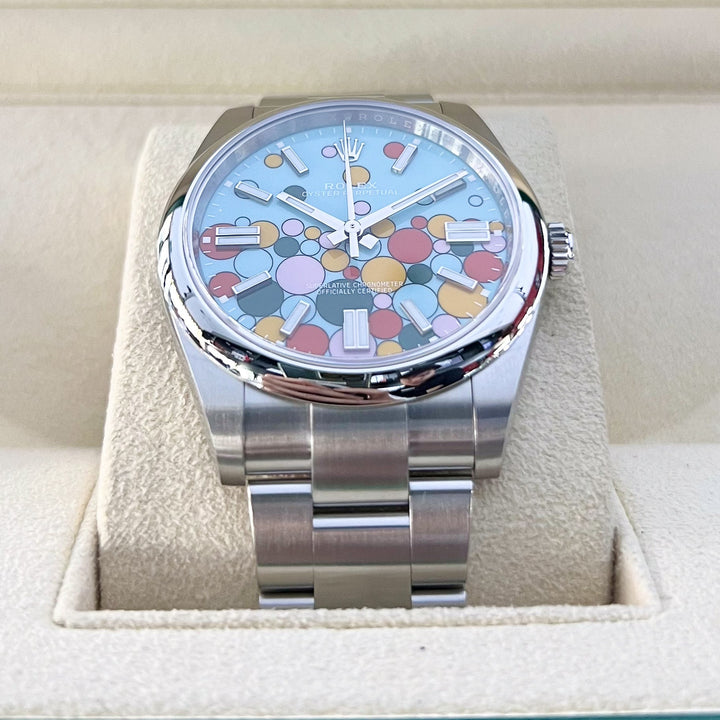 Rolex Oyster Perpetual41 41mm 'Celebration' Steel Celebration Motif Dial Stick Markers 2024 Ref m124300-0008 (#925)