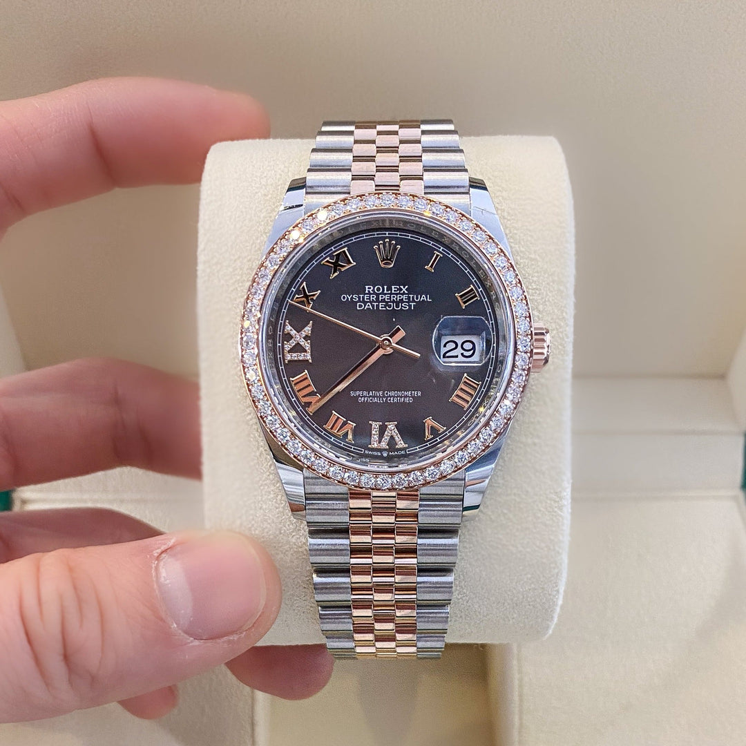 Rolex Datejust36 36mm Steel/RG Slate Dial Numeral Markers 2023 Ref m126281rbr-0011 (#369)