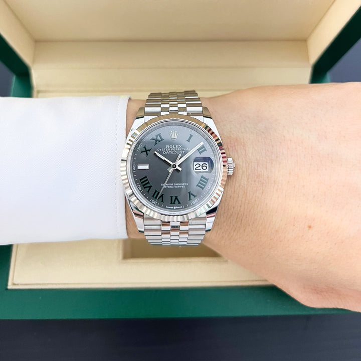 Rolex Datejust36 36mm 'Wimbledon' Steel/WG Slate Dial Numeral Markers 2024 Ref m126234-0045 (#926)