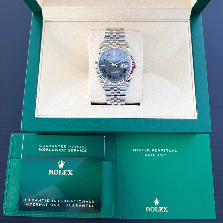 Rolex Datejust36 36mm 'Wimbledon' Steel/WG Slate Dial Numeral Markers 2024 Ref m126234-0045 (#926)