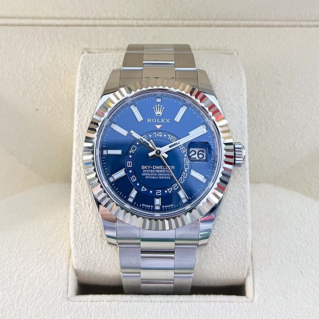 Rolex Sky-Dweller 42mm Steel/WG Blue Dial Stick Markers 2025 Ref m336934-0005 (#923)