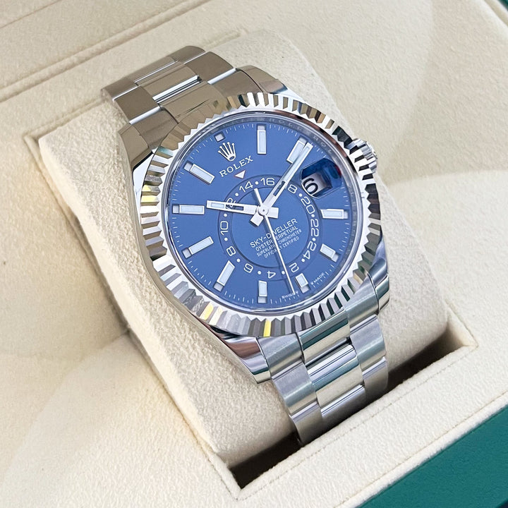 Rolex Sky-Dweller 42mm Steel/WG Blue Dial Stick Markers 2025 Ref m336934-0005 (#923)