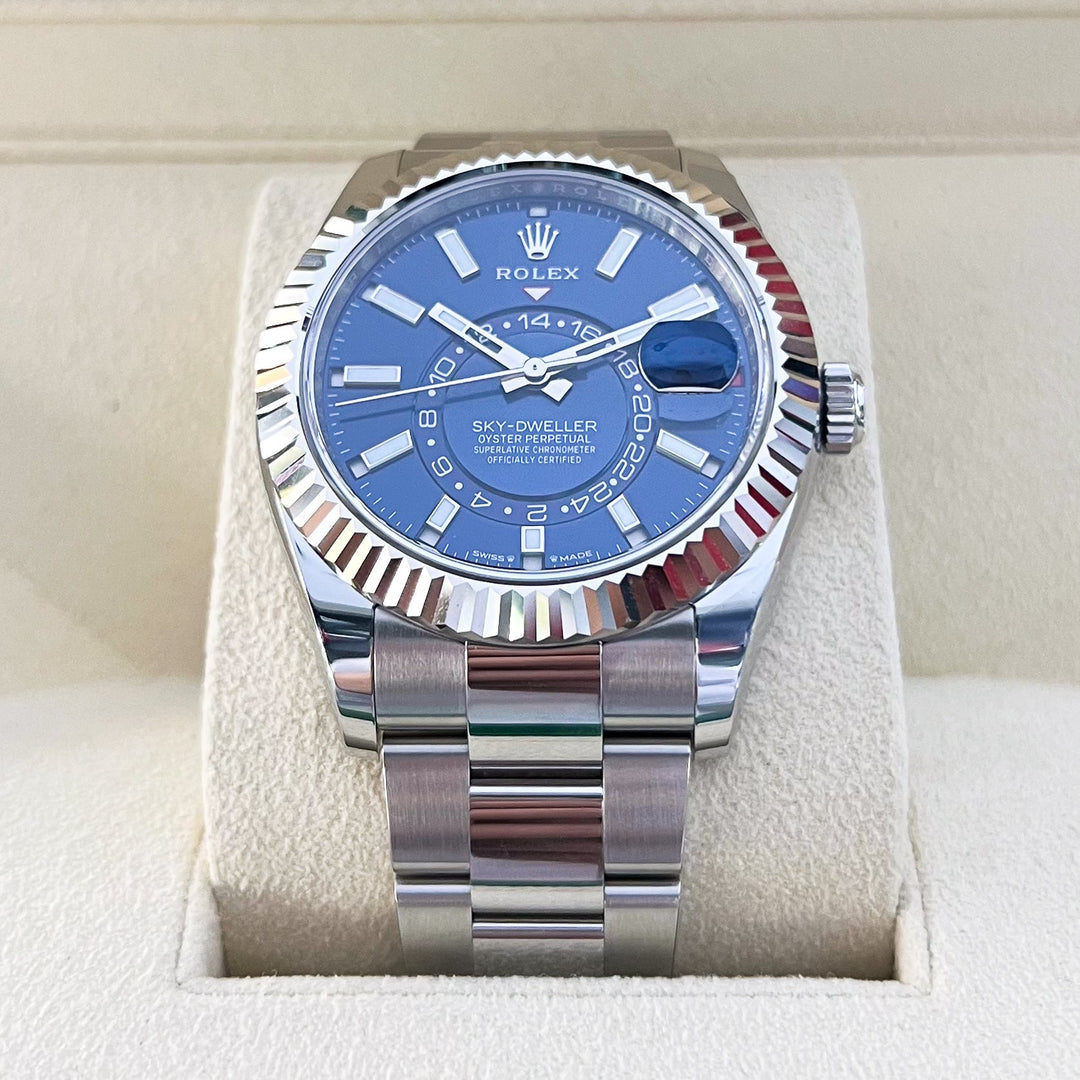 Rolex Sky-Dweller 42mm Steel/WG Blue Dial Stick Markers 2025 Ref m336934-0005 (#923)