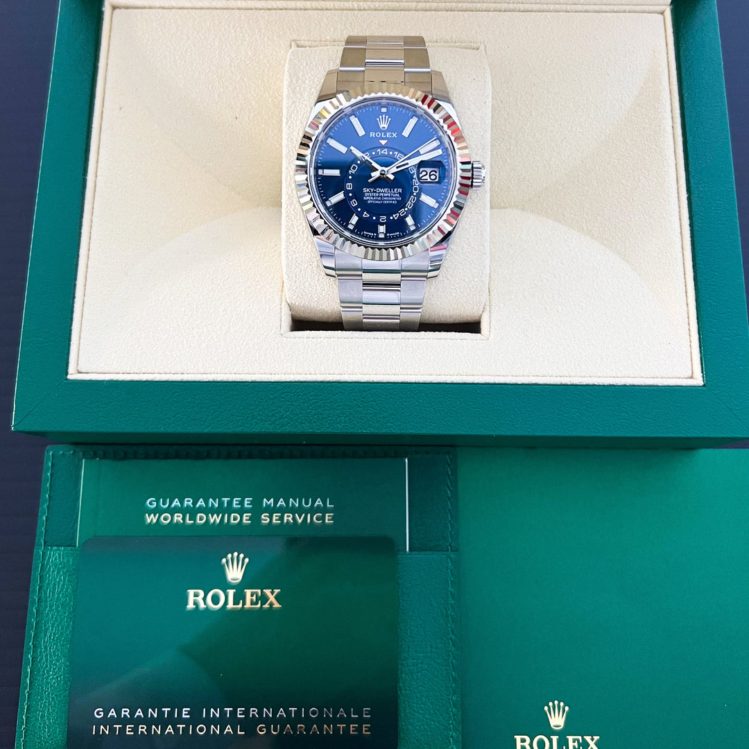 Rolex Sky-Dweller 42mm Steel/WG Blue Dial Stick Markers 2025 Ref m336934-0005 (#923)