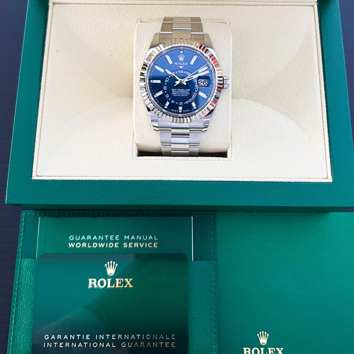 Rolex Sky-Dweller 42mm Steel/WG Blue Dial Stick Markers 2025 Ref m336934-0005 (#923)
