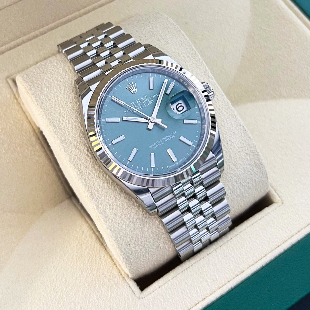 Rolex Datejust36 36mm Steel/WG Mint Green Dial Stick Markers 2025 Ref m126234-0051 (#921)
