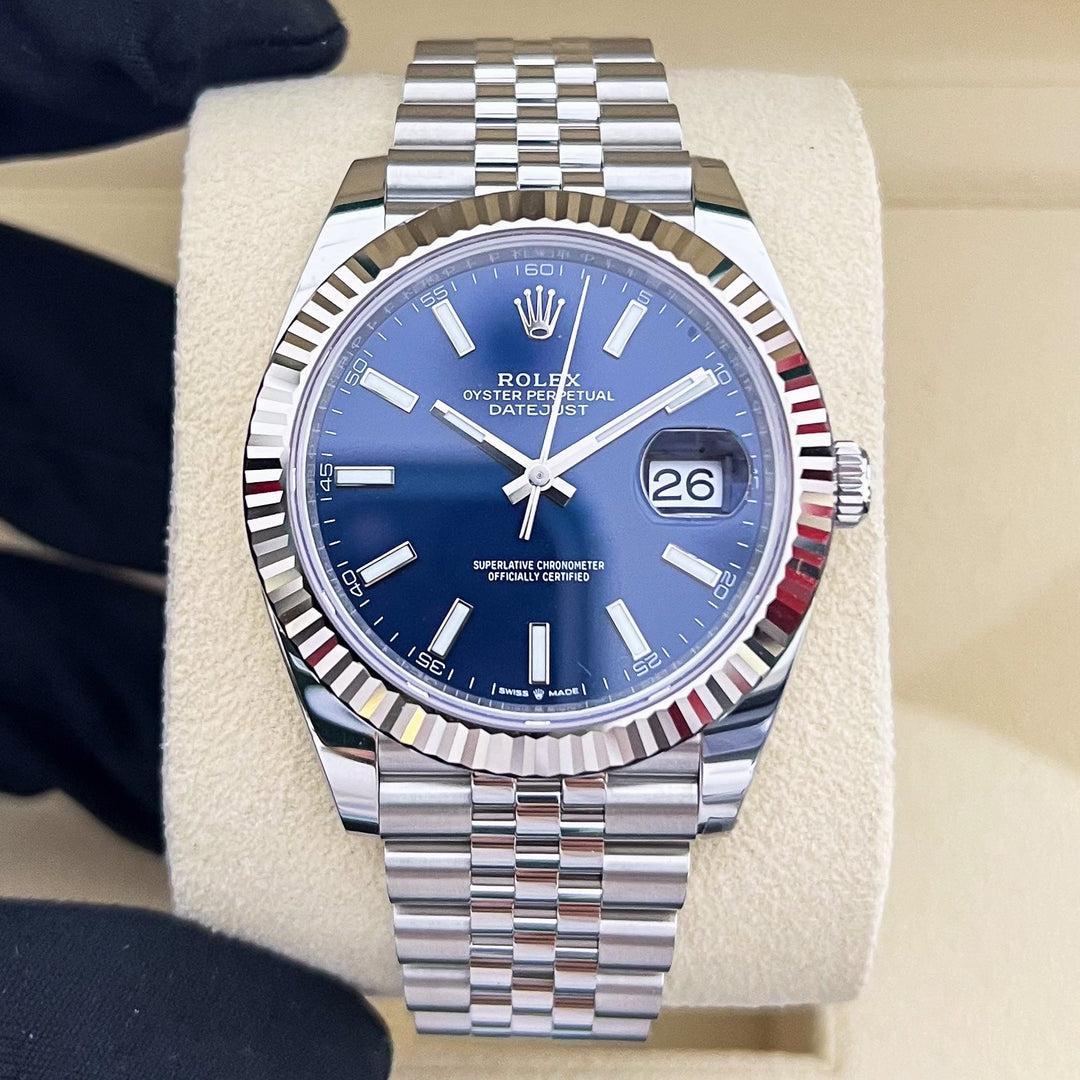 Rolex Datejust41 41mm Steel/WG Blue Dial Stick Markers 2025 Ref m126334-0002 (#931)