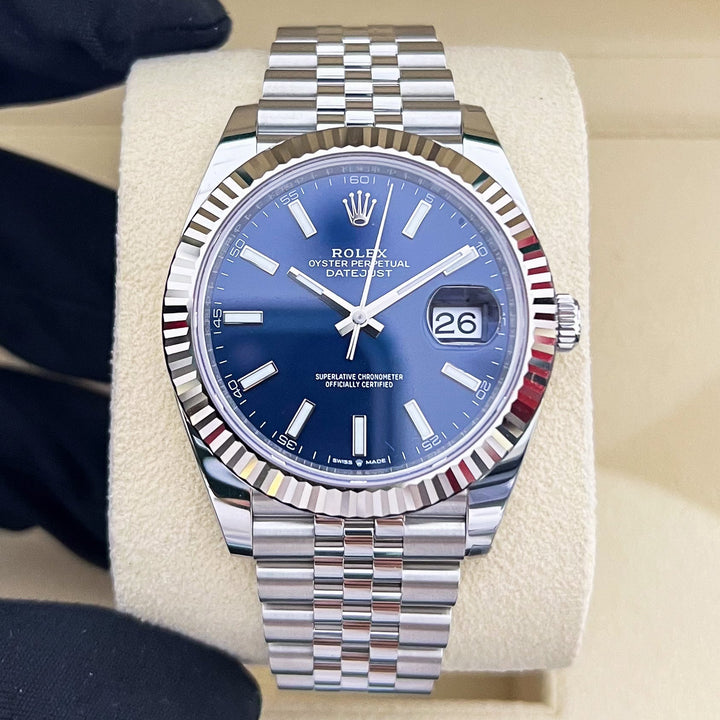 Rolex Datejust41 41mm Steel/WG Blue Dial Stick Markers 2025 Ref m126334-0002 (#931)