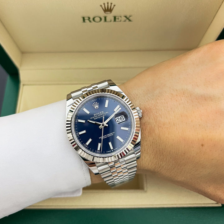 Rolex Datejust41 41mm Steel/WG Blue Dial Stick Markers 2025 Ref m126334-0002 (#916)