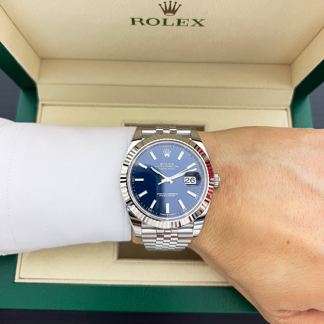 Rolex Datejust41 41mm Steel/WG Blue Dial Stick Markers 2025 Ref m126334-0002 (#916)