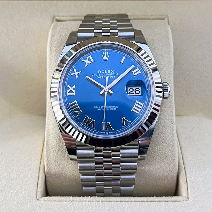 Rolex Datejust41 41mm Steel/WG Azzurro Blue Dial Numeral Markers 2025 Ref m126334-0026 (#915)