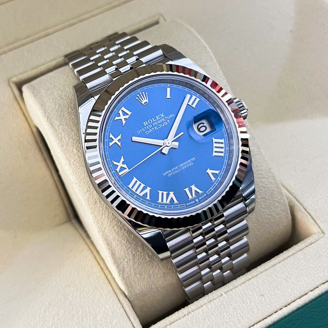 Rolex Datejust41 41mm Steel/WG Azzurro Blue Dial Numeral Markers 2025 Ref m126334-0026 (#915)