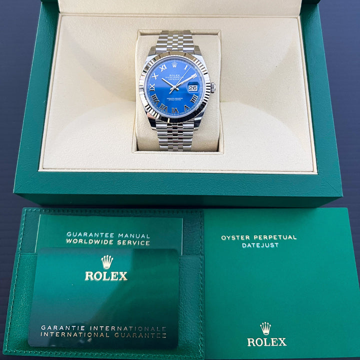 Rolex Datejust41 41mm Steel/WG Azzurro Blue Dial Numeral Markers 2025 Ref m126334-0026 (#915)