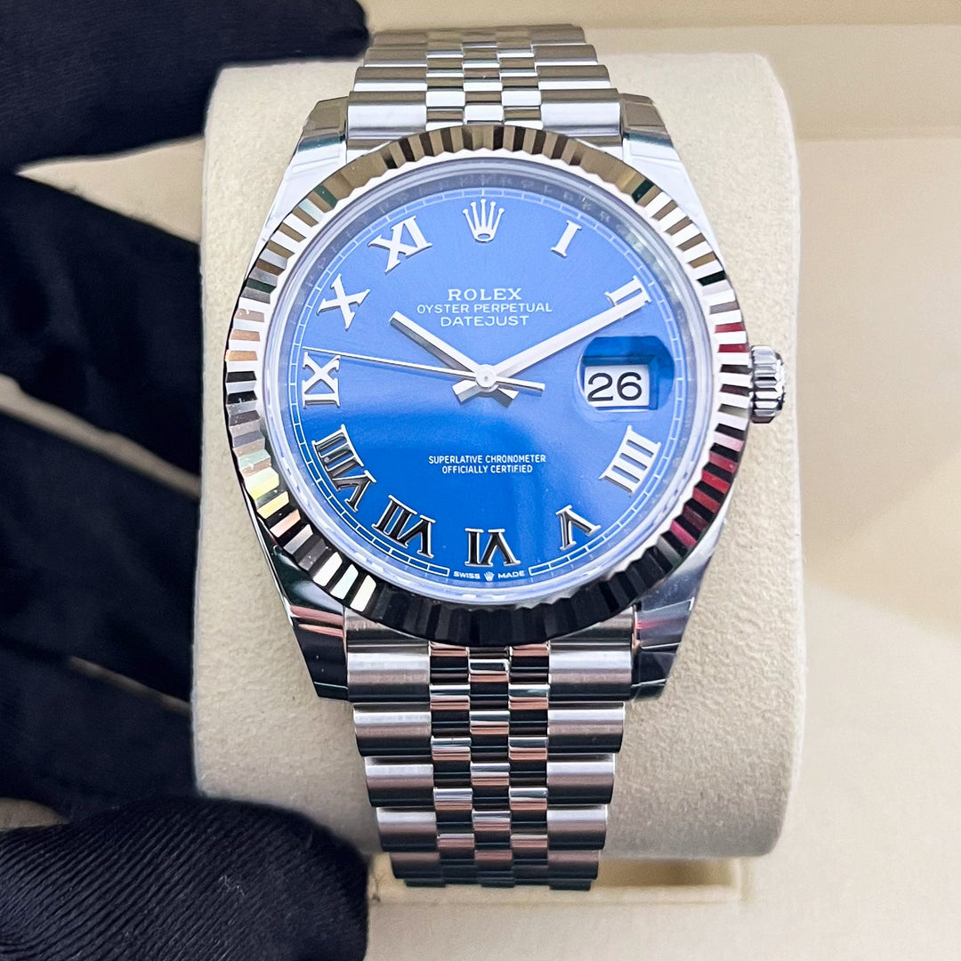 Rolex Datejust41 41mm Steel/WG Azzurro Blue Dial Numeral Markers 2025 Ref m126334-0026 (#915)