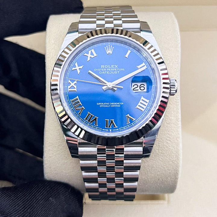 Rolex Datejust41 41mm Steel/WG Azzurro Blue Dial Numeral Markers 2025 Ref m126334-0026 (#915)