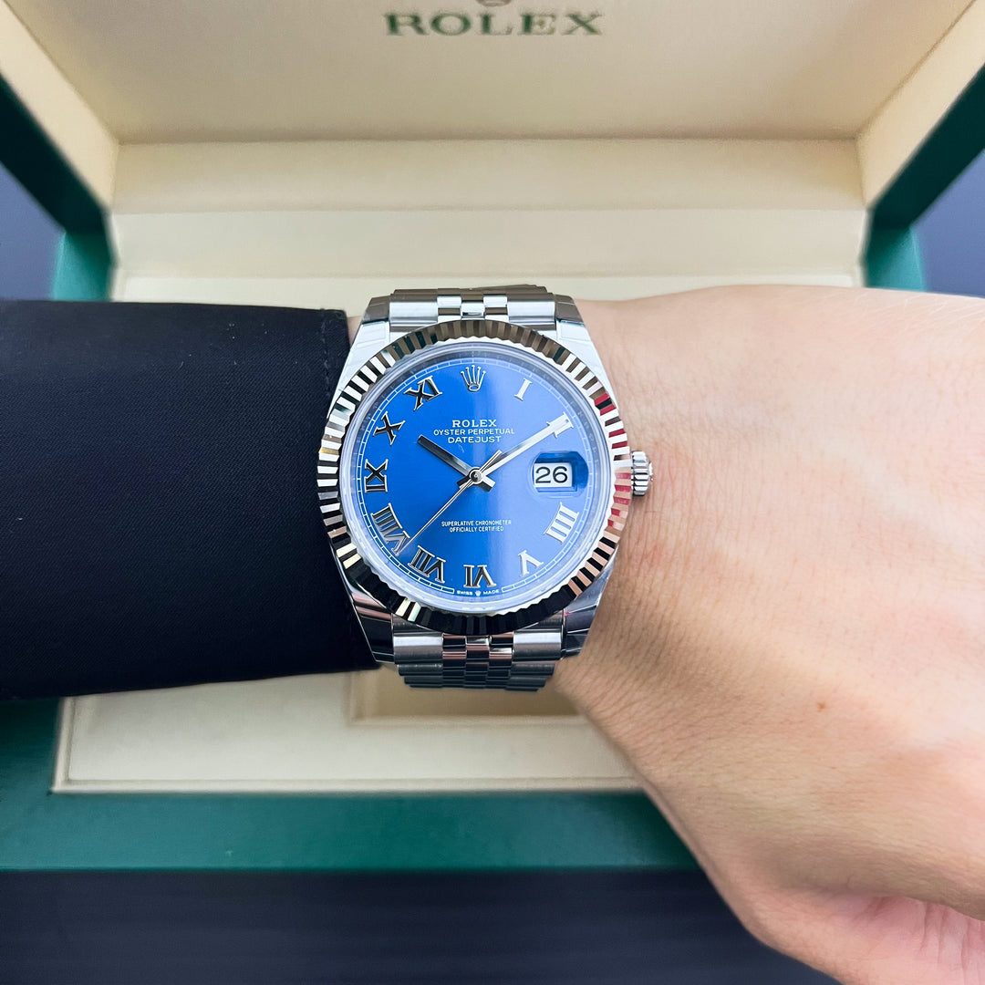 Rolex Datejust41 41mm Steel/WG Azzurro Blue Dial Numeral Markers 2025 Ref m126334-0026 (#915)