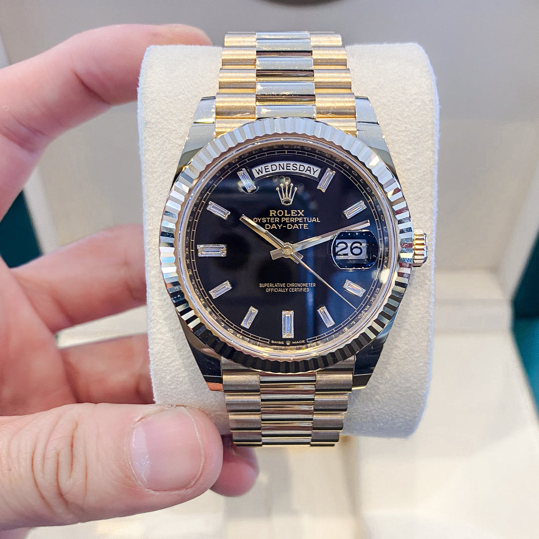 Rolex Day-Date40 40mm YG Black Dial Stick Markers 2023 Ref m228238-0004 (#506)