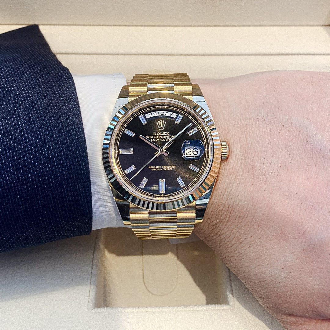 Rolex Day-Date40 40mm YG Black Dial Stick Markers 2023 Ref m228238-0004 (#506)