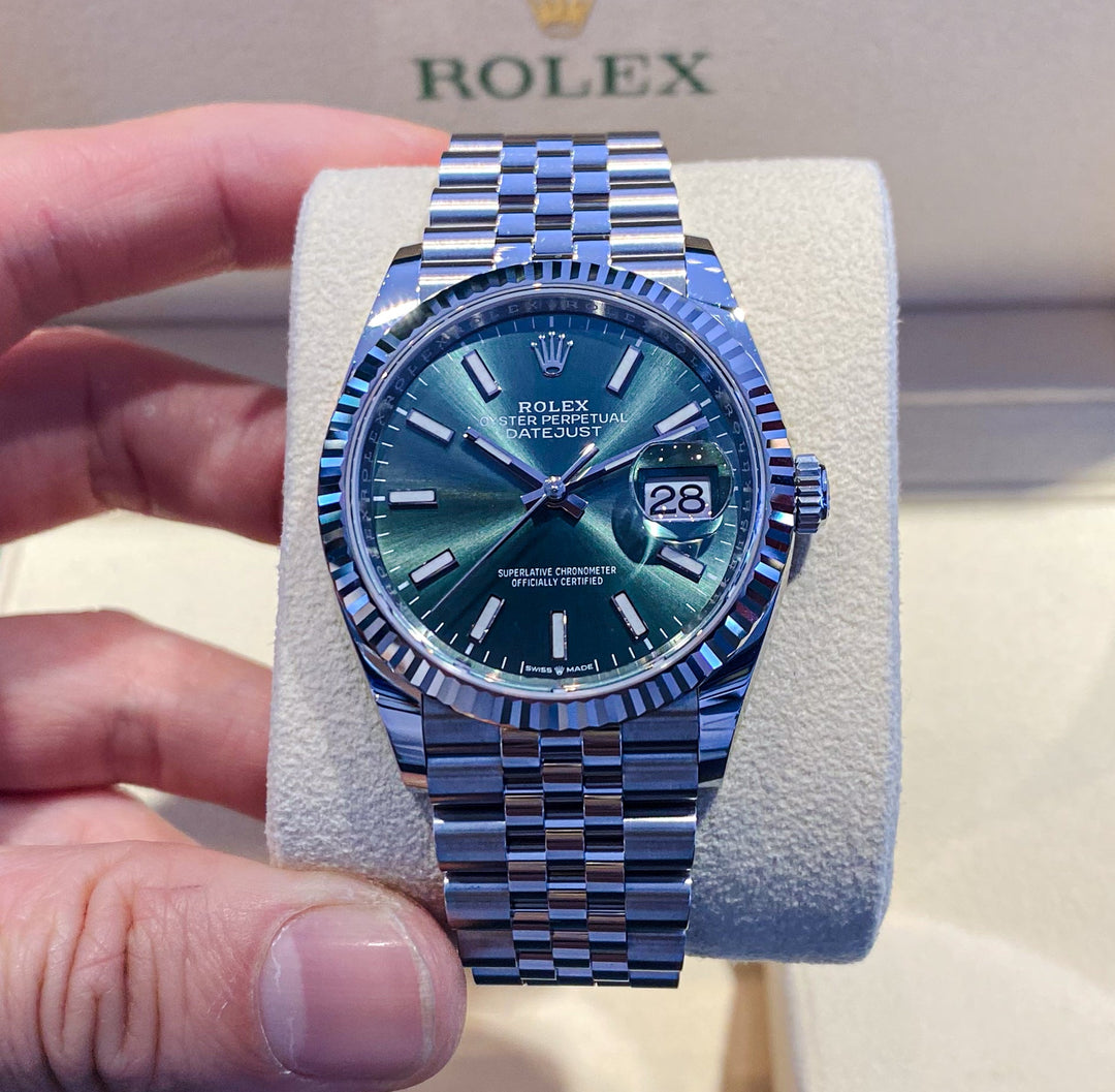 Rolex Datejust36 36mm Steel/WG Mint Green Dial Stick Markers 2023 Ref m126234-0051 (#531)