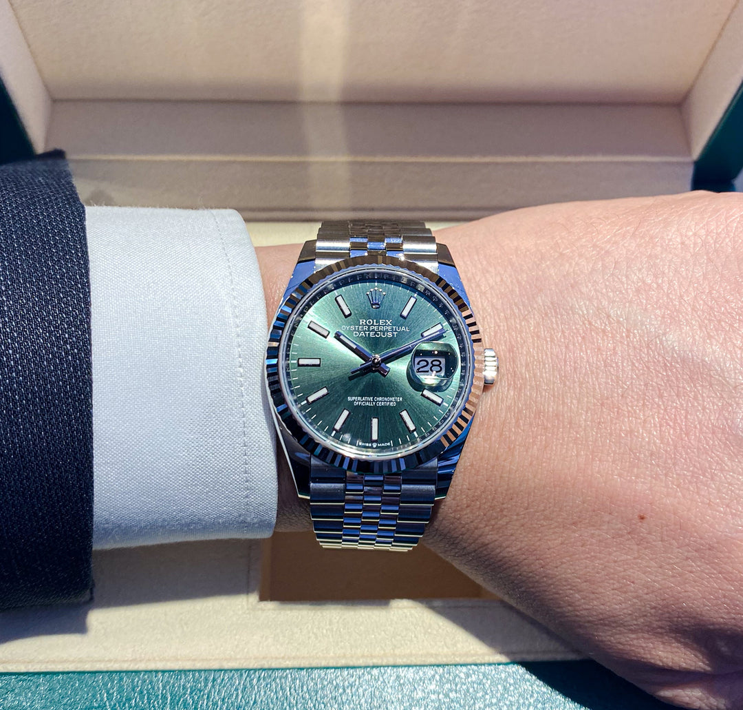 Rolex Datejust36 36mm Steel/WG Mint Green Dial Stick Markers 2023 Ref m126234-0051 (#531)